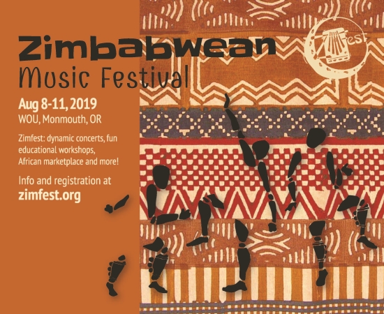 Zimfest 2019 - Music Dancing Across Borders. Graphic design by Rachel Edson.