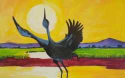 Heron taking wing, by Carrie Rodlend